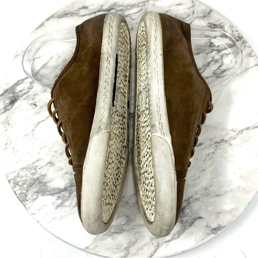 Frye Mindy Low Brown Nubuck Leather Sneaker 9 Casual Neutral Athleisure Bohemian - Picture 7 of 16